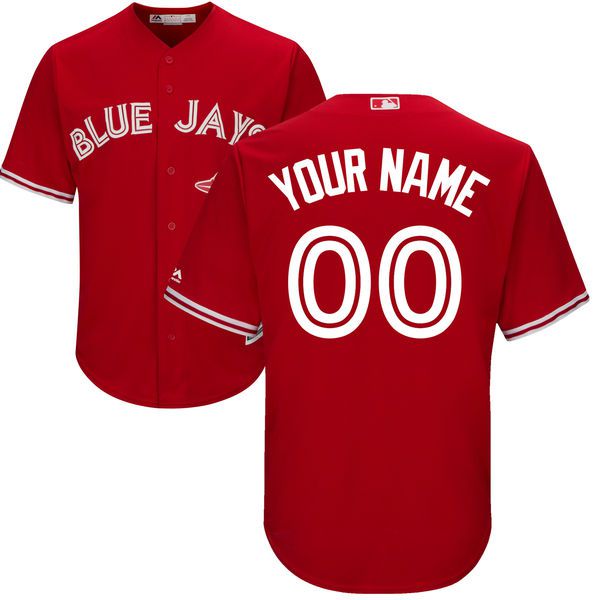 Men Toronto Blue Jays Majestic Red Scarlet 2017 Cool Base Replica Custom MLB Jersey